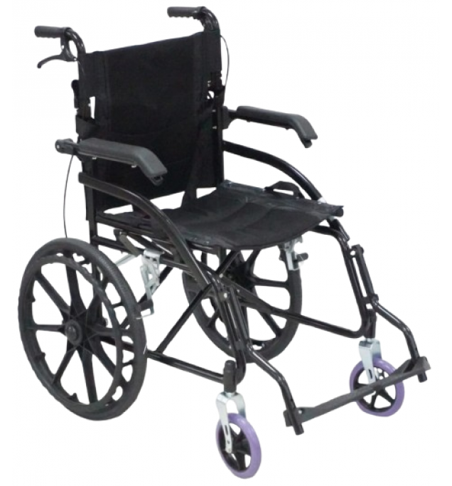 KW 372 BL - WHEELCHAIR PREMIUM BLACK WITH ALLOY WHEELS & BRAKE ASSIST