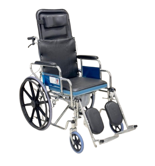 KW 609GCB - WHEELCHAIR RECLINING COMMODE WITH ALLOY WHEELS