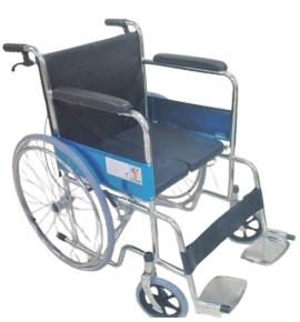 KW 809YJ - WHEELCHAIR WITH CUSHION SEAT & ATTENDER BRAKE