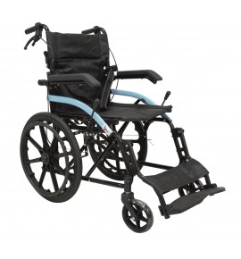 KW 372 BLB WHEELCHAIR PREMIUM BLACK BLUE WITH ALLOY WHEELS AND BRAKE ASSIST