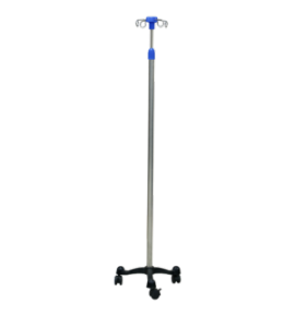 KW 466 - IMPORTED IV STAND STAINLESS STEEL 3 LEG WITH WHEELS